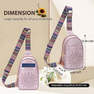 APHISON Small Sling Bag Fanny Packs Cell Phone Purse Vegan Leather Crossbody Bags for Women Chest Bag with Adjustable Strap Purple Clothing