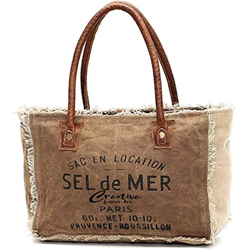 CLA Bags Sel De Mer Upcycled Canvas Hand Bag Upcycled Canvas & Cowhide Tote Bag Radiant Upcycled Canvas & Cowhide Leather Bag Clothing Shoes