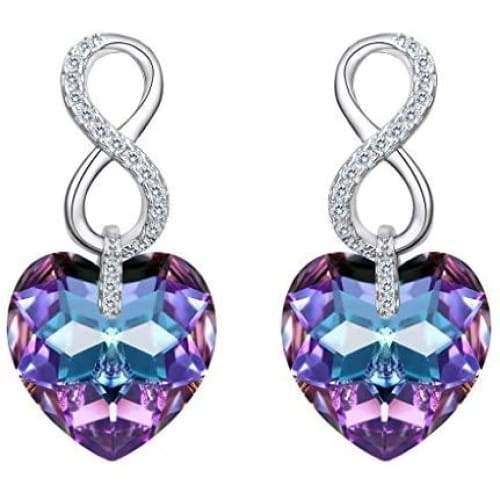 EVER FAITH 925 Sterling Silver CZ Figure 8 Infinity Love Heart Dangle Earrings Adorned with Swarovski crystals Clothing Shoes & Jewelry 