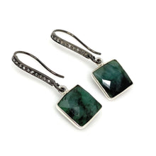 Genuine Emerald Earrings Pave Diamond Earrings Sterling Silver Earrings Gloria’s Accessory Heaven