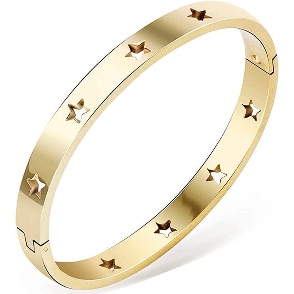 Jude Jewelers Stainless Steel Stars Open Clasp Classical Plain Bangle Bracelet Clothing Shoes & Jewelry Gloria’s Accessory Heaven