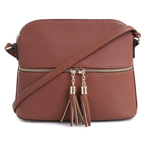 Lightweight Medium Dome Crossbody Bag with Tassel | Zipper Pocket | Adjustable Strap Gloria’s Accessory Heaven