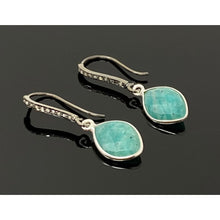 Peruvian Amazonite Earrings Pave Diamond Earrings Sterling Silver Earrings Gloria’s Accessory Heaven