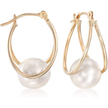 Ross-Simons 8-9mm Cultured Pearl Double Hoop Clothing Shoes & Jewelry Gloria’s Accessory Heaven