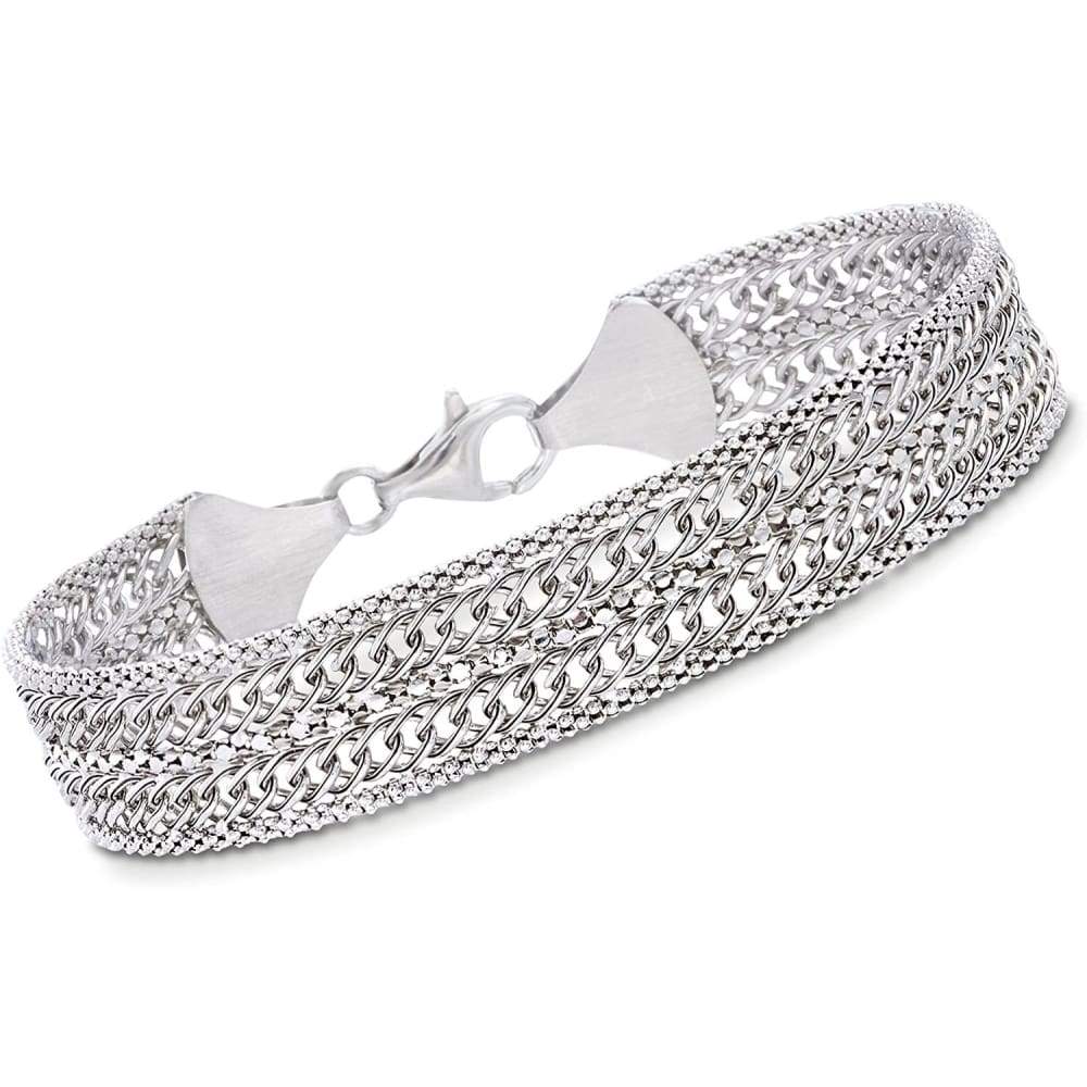 Ross-Simons Italian Sterling Silver Popcorn Chain and Curb-Link Bracelet Clothing Shoes & Jewelry Gloria’s Accessory Heaven